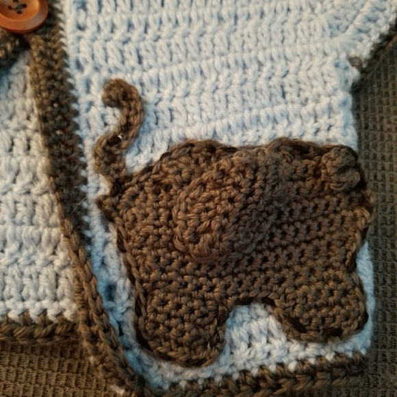 Handmade Crochet Baby Sweater With Elephant - Picture 2 of 4